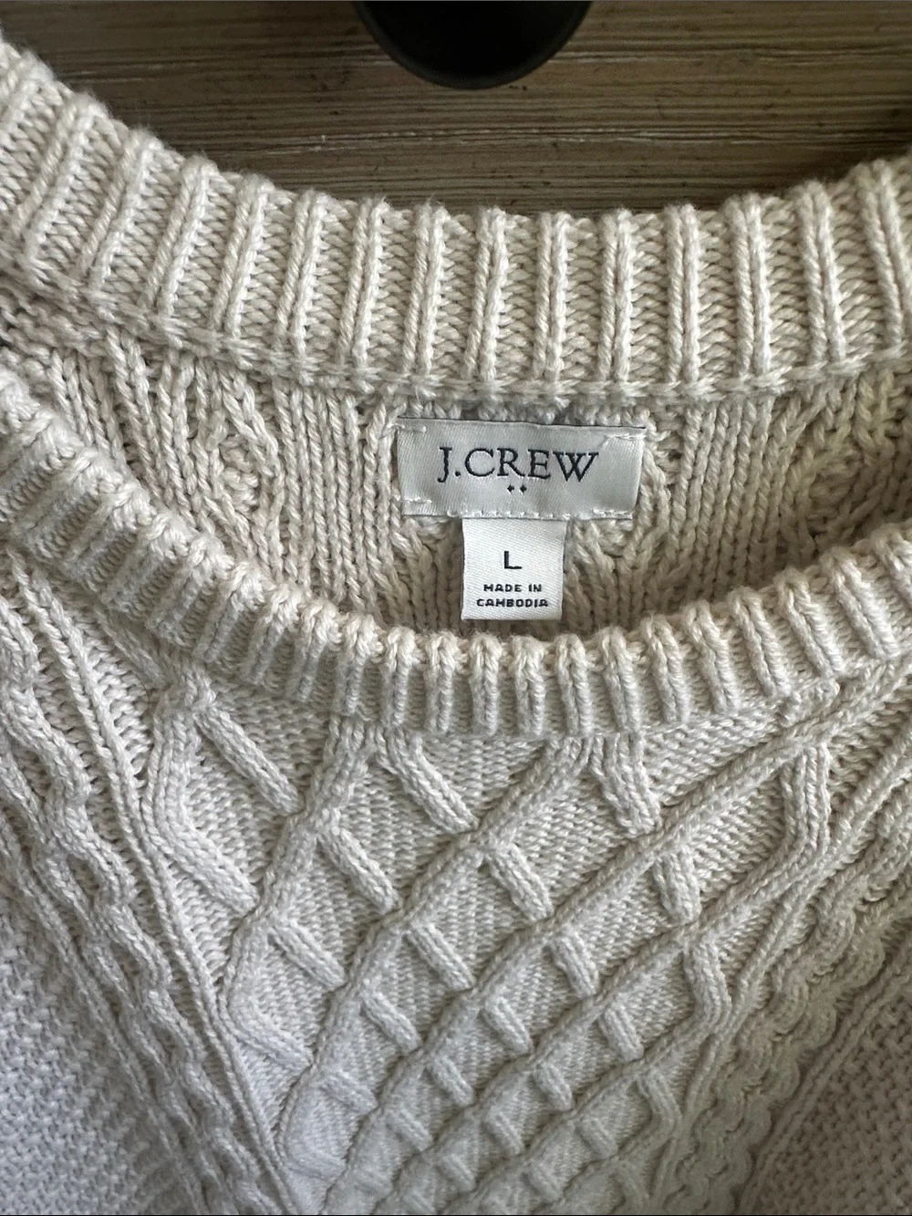 J. Crew Cream Cable-Knit Crewneck Sweater